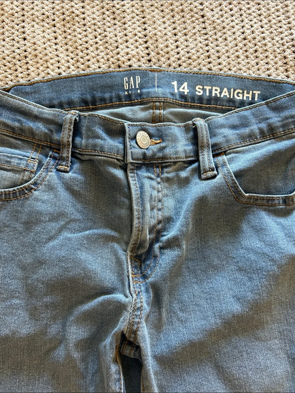 GAP Kids Straight Leg Jeans in Light Blue Wash